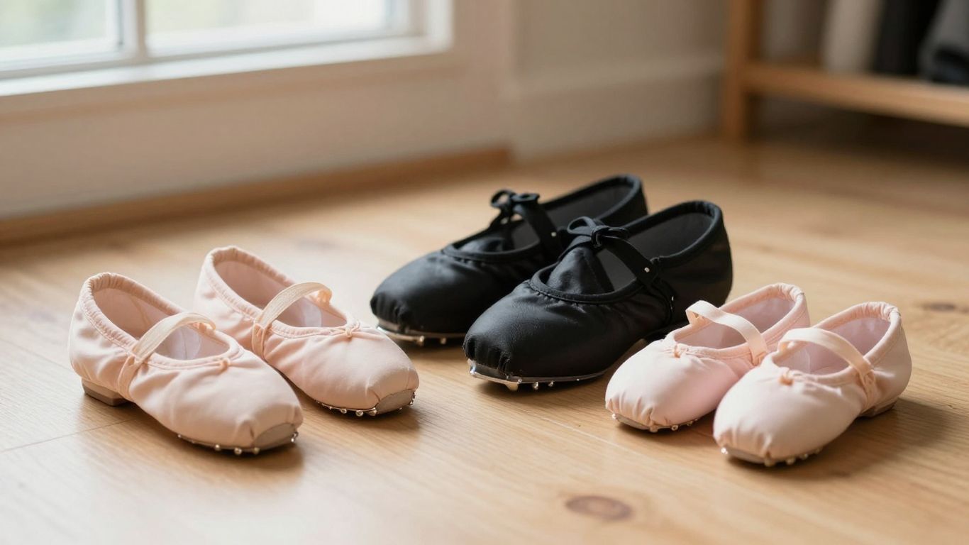 Child Dancers' Tap, Jazz, And Ballet Shoes